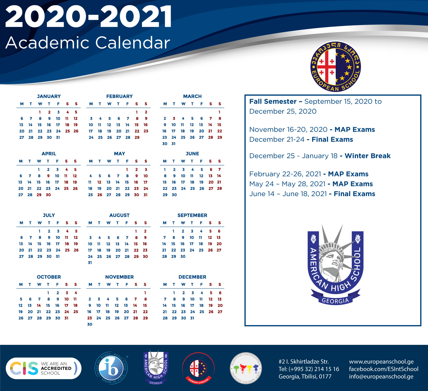 Academic Calendar EUROPEAN SCHOOL